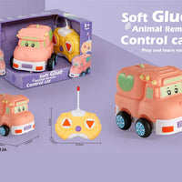 HKM-093075 Remote Control Cartoon Animal Vehicle Toy for Kids – Soft Glue Educational RC Car with 4 Channels, Indoor-Outdoor Fun