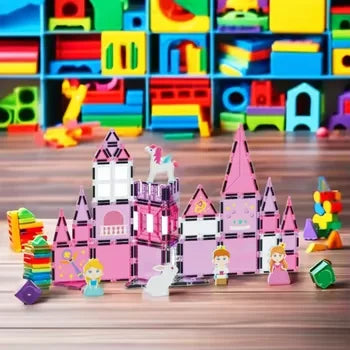 Princess Theme Magnetic Building Blocks Set for Kids - STEM Educational Toy, Creative Pretend Play Tiles