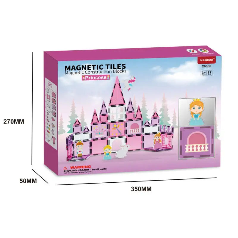 Princess Theme Magnetic Building Blocks Set for Kids - STEM Educational Toy, Creative Pretend Play Tiles