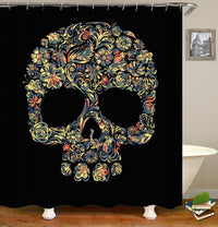 HKM-093203 Skull Pattern Waterproof Shower Curtain for Halloween Bathroom Décor, 180cm x 180cm, Environmentally Friendly Polyester Fiber