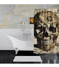 HKM-093203 Skull Pattern Waterproof Shower Curtain for Halloween Bathroom Décor, 180cm x 180cm, Environmentally Friendly Polyester Fiber
