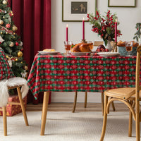 HKM-093267 Lattice Snowflake Polyester Tablecloth for Holiday Decor, Multiple Sizes Available