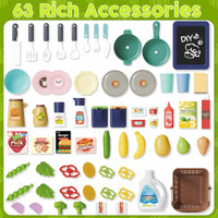 HKM-093331 Realistic Kids Kitchen Set with Lights and Sounds – 63 PCS Pretend Play Toy for Ages 2 to 13