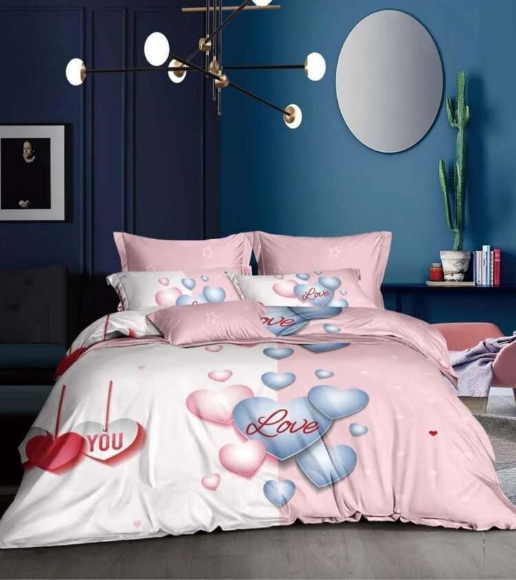HKM-093459 Large European Style Three-Piece Quilt Cover Set for 1.8m Beds - Reactive Print & Sanding Weave