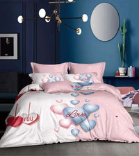 HKM-093459 Large European Style Three-Piece Quilt Cover Set for 1.8m Beds - Reactive Print & Sanding Weave