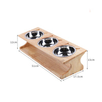 HKM-093523 Solid Wood Non-Slip Pet Bowl with Oblique Mouth for Comfort