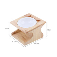 HKM-093523 Solid Wood Non-Slip Pet Bowl with Oblique Mouth for Comfort