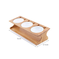 HKM-093523 Solid Wood Non-Slip Pet Bowl with Oblique Mouth for Comfort