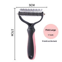 HKM-093587 Double-Sided Stainless Steel Pet Hair Unknotting Comb in Pink, Blue, and Gray – Small & Large Sizes Available