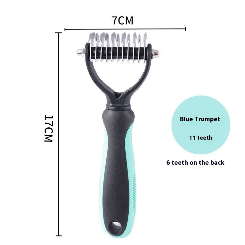 HKM-093587 Double-Sided Stainless Steel Pet Hair Unknotting Comb in Pink, Blue, and Gray – Small & Large Sizes Available