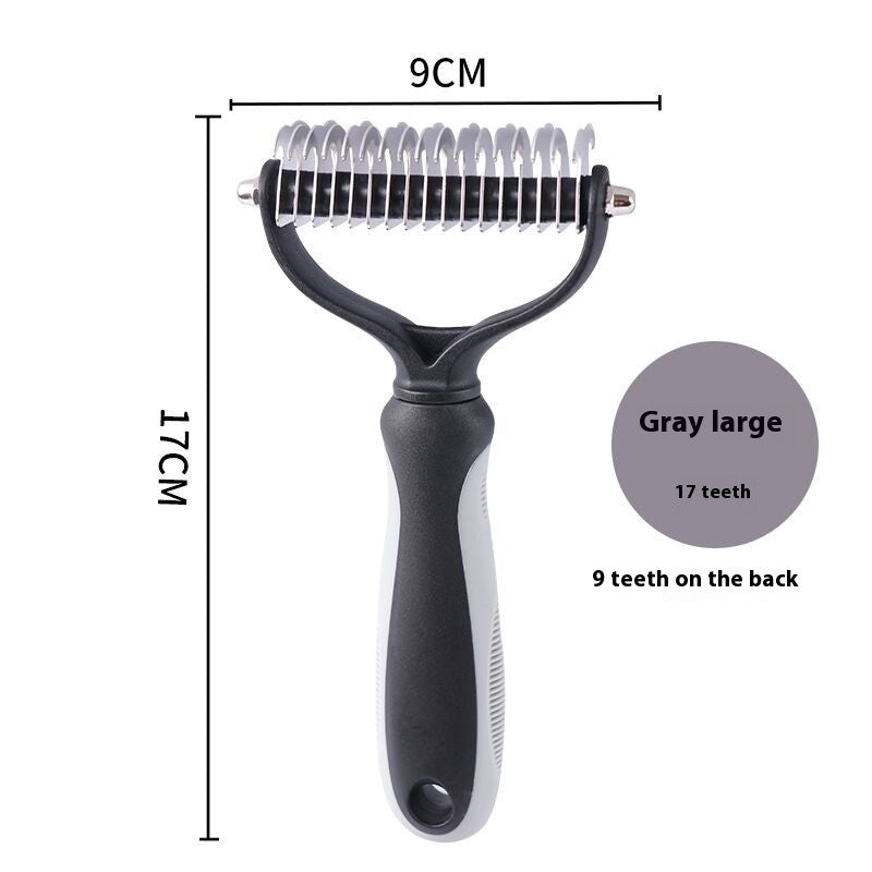 HKM-093587 Double-Sided Stainless Steel Pet Hair Unknotting Comb in Pink, Blue, and Gray – Small & Large Sizes Available