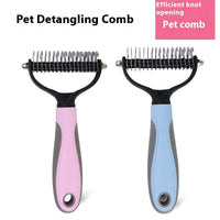 HKM-093587 Double-Sided Stainless Steel Pet Hair Unknotting Comb in Pink, Blue, and Gray – Small & Large Sizes Available