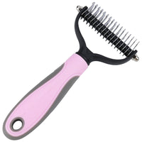 HKM-093587 Double-Sided Stainless Steel Pet Hair Unknotting Comb in Pink, Blue, and Gray – Small & Large Sizes Available