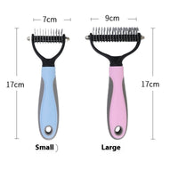 HKM-093587 Double-Sided Stainless Steel Pet Hair Unknotting Comb in Pink, Blue, and Gray – Small & Large Sizes Available