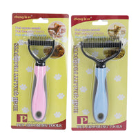 HKM-093587 Double-Sided Stainless Steel Pet Hair Unknotting Comb in Pink, Blue, and Gray – Small & Large Sizes Available