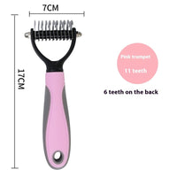 HKM-093587 Double-Sided Stainless Steel Pet Hair Unknotting Comb in Pink, Blue, and Gray – Small & Large Sizes Available