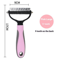 HKM-093587 Double-Sided Stainless Steel Pet Hair Unknotting Comb in Pink, Blue, and Gray – Small & Large Sizes Available