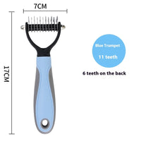 HKM-093587 Double-Sided Stainless Steel Pet Hair Unknotting Comb in Pink, Blue, and Gray – Small & Large Sizes Available