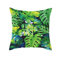 HKM-093715 Green Plush Plant Tassel Pillowcase - 45x45cm for Living Room, Bedroom, and More