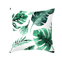 HKM-093715 Green Plush Plant Tassel Pillowcase - 45x45cm for Living Room, Bedroom, and More