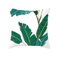 HKM-093715 Green Plush Plant Tassel Pillowcase - 45x45cm for Living Room, Bedroom, and More
