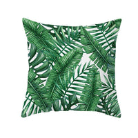 HKM-093715 Green Plush Plant Tassel Pillowcase - 45x45cm for Living Room, Bedroom, and More