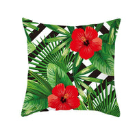 HKM-093715 Green Plush Plant Tassel Pillowcase - 45x45cm for Living Room, Bedroom, and More