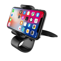 HKM-093715 Universal Adjustable Car Phone Stand - 360° Rotating Dashboard Mount with Tension Clip