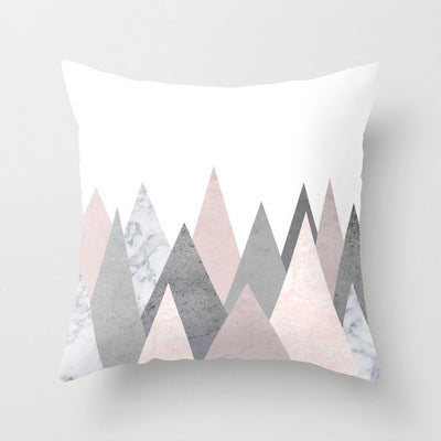 HKM-093779 Geometric Abstraction Cushion Cover - Peach Skin Fabric, 45x45cm