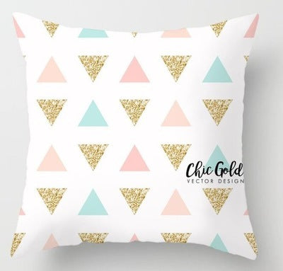 HKM-093779 Geometric Abstraction Cushion Cover - Peach Skin Fabric, 45x45cm