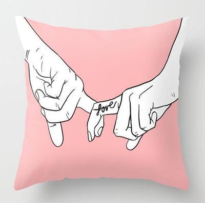 HKM-093779 Geometric Abstraction Cushion Cover - Peach Skin Fabric, 45x45cm