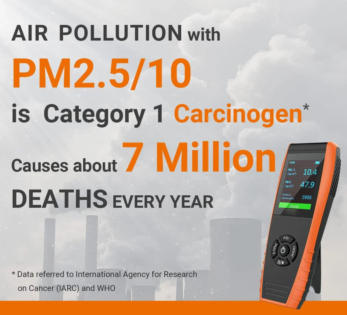 KTX-093843 Advanced Indoor/Outdoor Air Quality Monitor PM2.5 PM10 HCHO Temperature Humidity TVOC AQI with Data Export