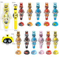HKM-093907 3-in-1 Spinning Top Bracelet Toy with Mini Pull Back Car for Kids Ages 2-4