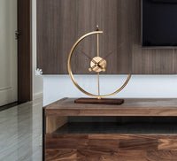 HKM-093971 Elegant Chinese Walnut and Copper Silent Clock - 14 Inch Decorative Wall Art for Living Room