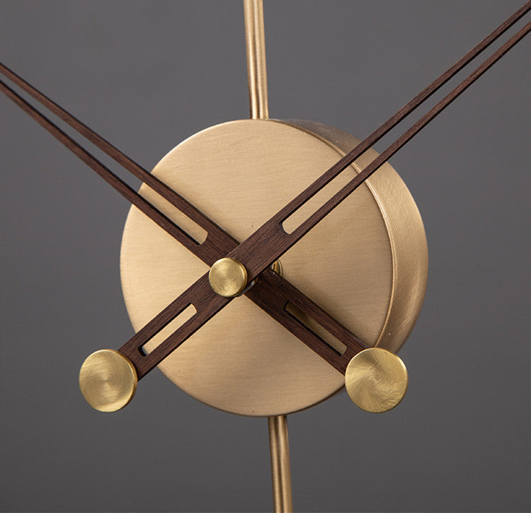 HKM-093971 Elegant Chinese Walnut and Copper Silent Clock - 14 Inch Decorative Wall Art for Living Room