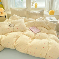 HKM-093971 Floral and Plant Print Washed Cotton 4-Piece Bedding Set - Multiple Sizes Available