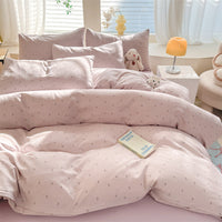 HKM-093971 Floral and Plant Print Washed Cotton 4-Piece Bedding Set - Multiple Sizes Available