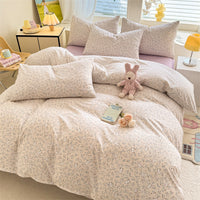 HKM-093971 Floral and Plant Print Washed Cotton 4-Piece Bedding Set - Multiple Sizes Available