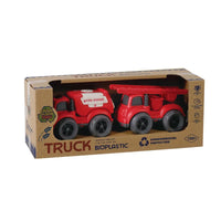 HKM-094291 Free Wheel Diecast Fire Truck Car Toys for Kids - 2 Pieces, Ages 2-7