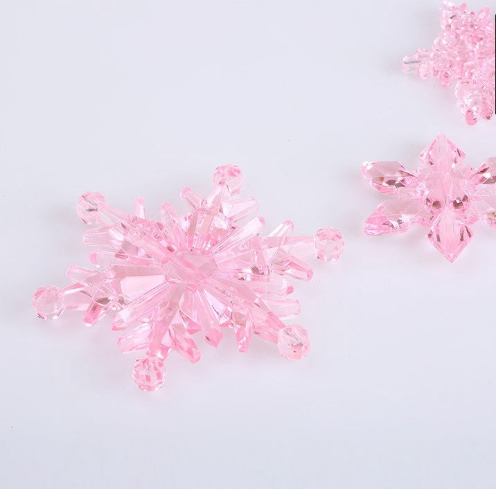 HKM-094419 10PCS Christmas Snowflake Ornaments - Acrylic DIY Bead Curtain Decor for Home