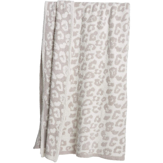 HKM-094483 Knitted Leopard Print Blanket in Soft Elastic Wool - 130 x 180 cm