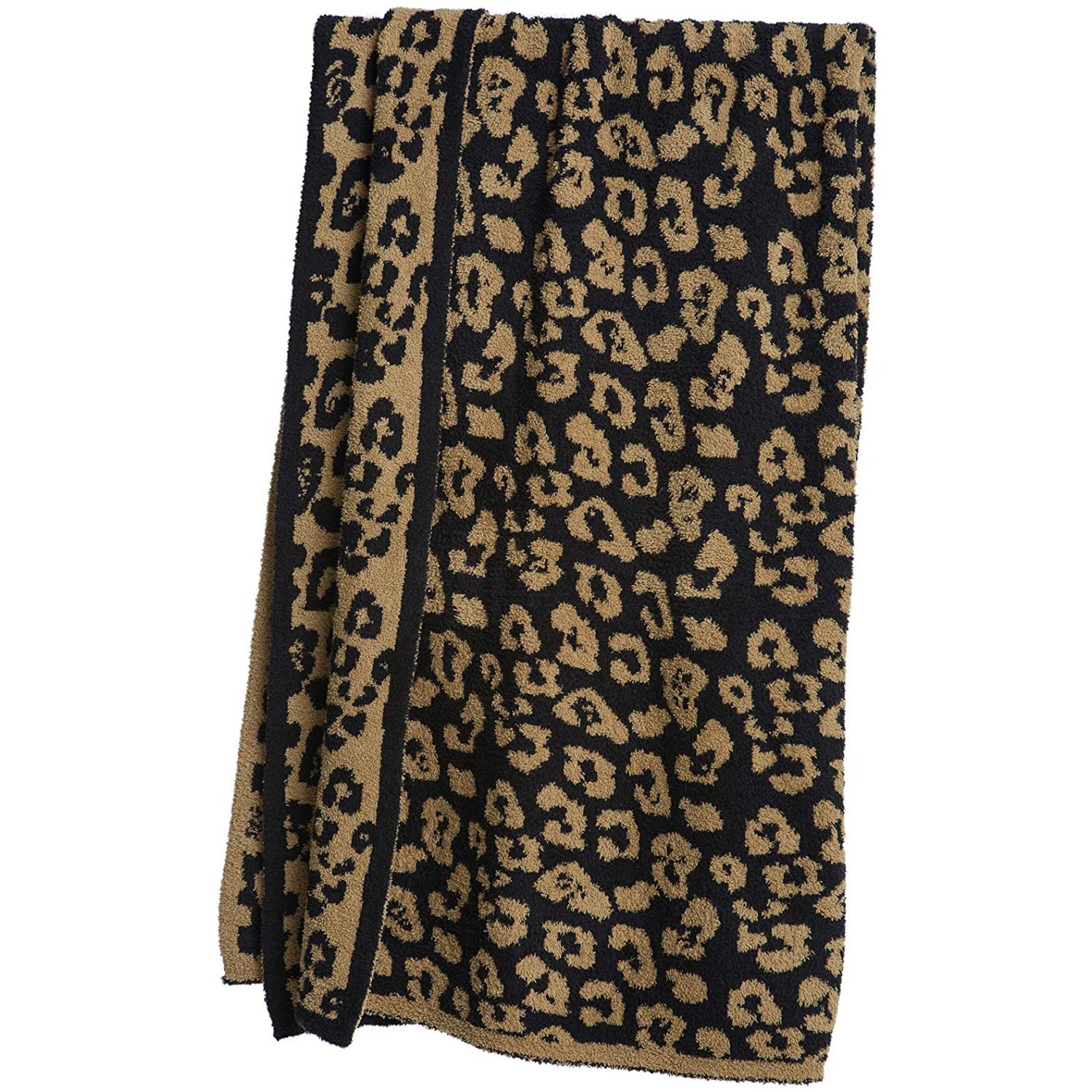 HKM-094483 Knitted Leopard Print Blanket in Soft Elastic Wool - 130 x 180 cm