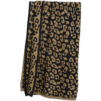 HKM-094483 Knitted Leopard Print Blanket in Soft Elastic Wool - 130 x 180 cm
