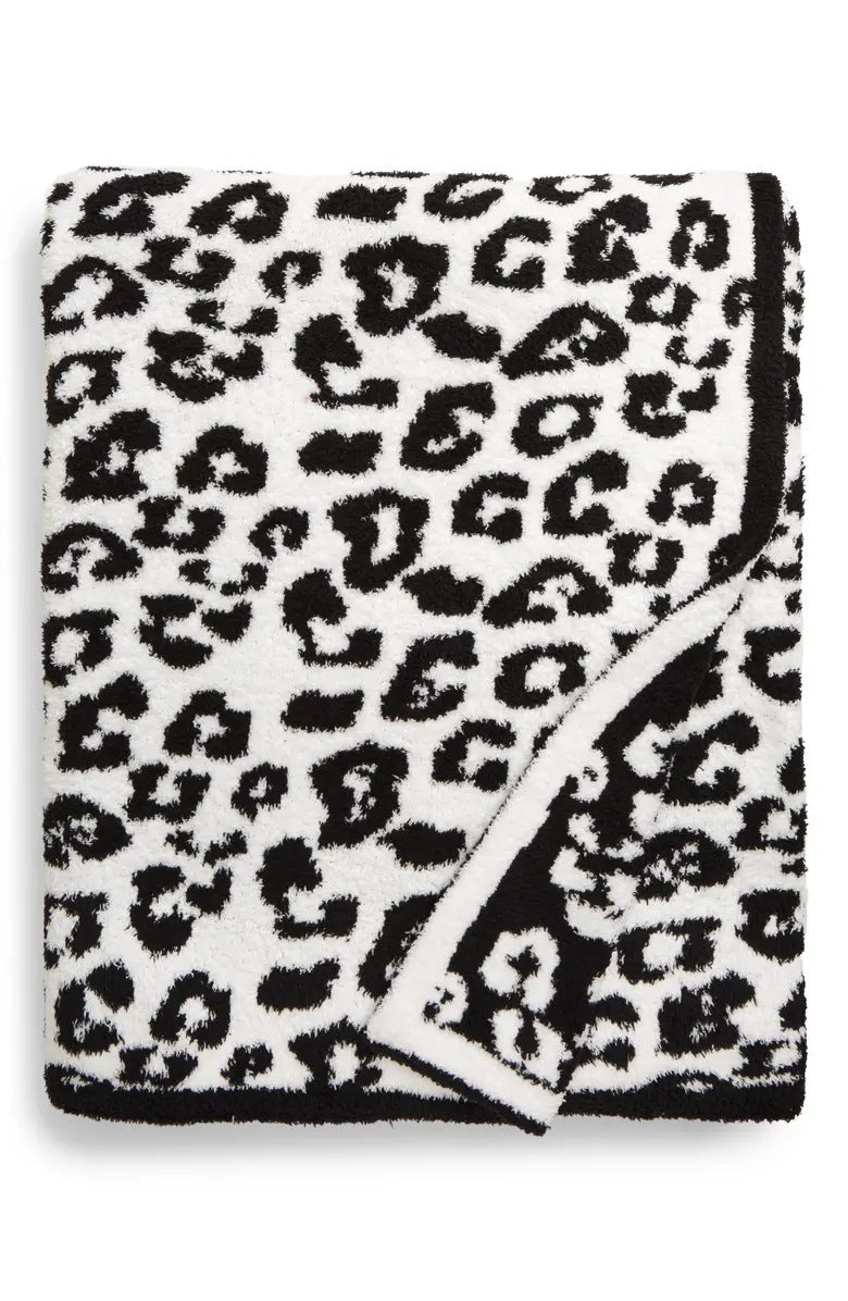 HKM-094483 Knitted Leopard Print Blanket in Soft Elastic Wool - 130 x 180 cm