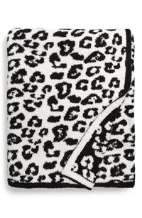 HKM-094483 Knitted Leopard Print Blanket in Soft Elastic Wool - 130 x 180 cm