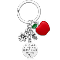 HKM-094483 Red Apple Heart Stainless Steel Keychain with Thank You Message for Teachers, Valentine's Day, and Birthdays