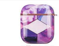 HKM-094547 Electroplated Gold Marble IMD Protective Cover for AirPods Pro - Generation 3, PC Hard Case
