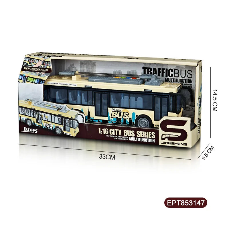 HKM-094611 1:16 Friction Bus Toy with Lights and Sounds for Kids Aged 5-7