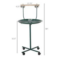 HKM-094739 48" Rolling T-Bracket Bird Activity Playground with Perch and Bowls