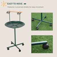 HKM-094739 48" Rolling T-Bracket Bird Activity Playground with Perch and Bowls
